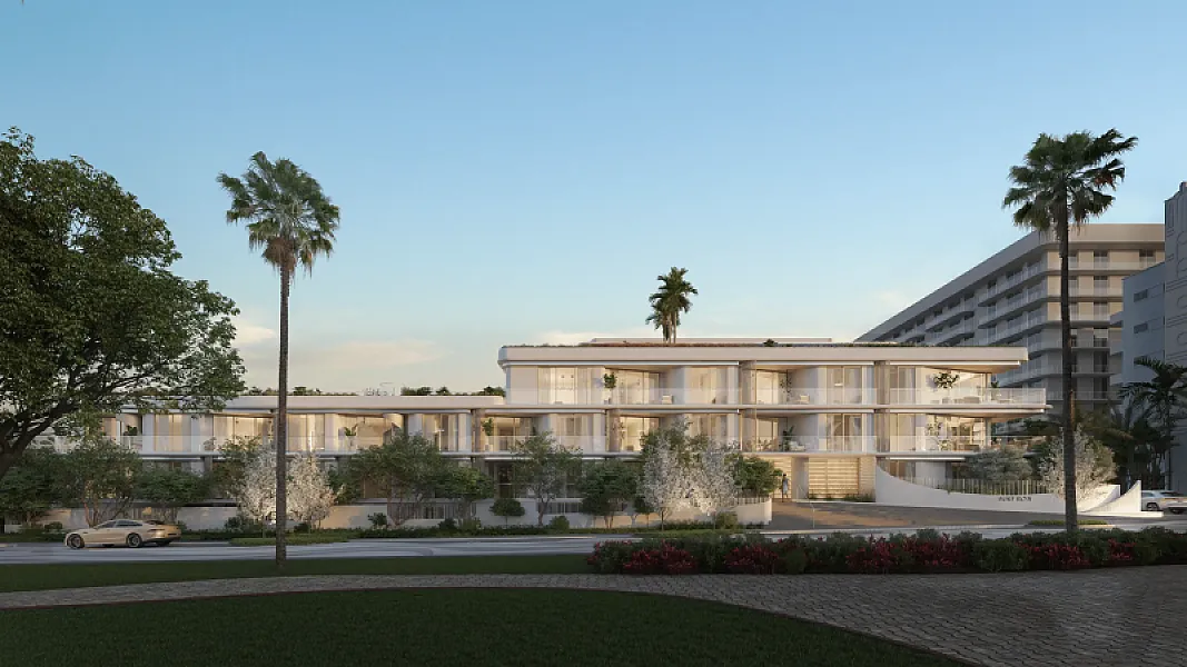 Surf Row Residences exterior rendering, Surfside